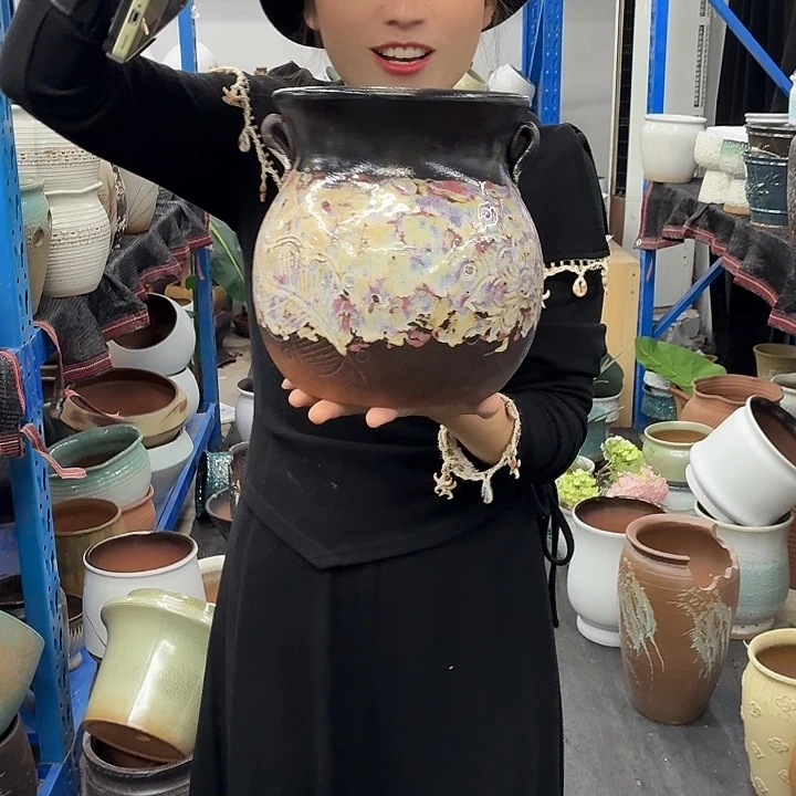 17×21 -粗陶花盆有孔-买买买