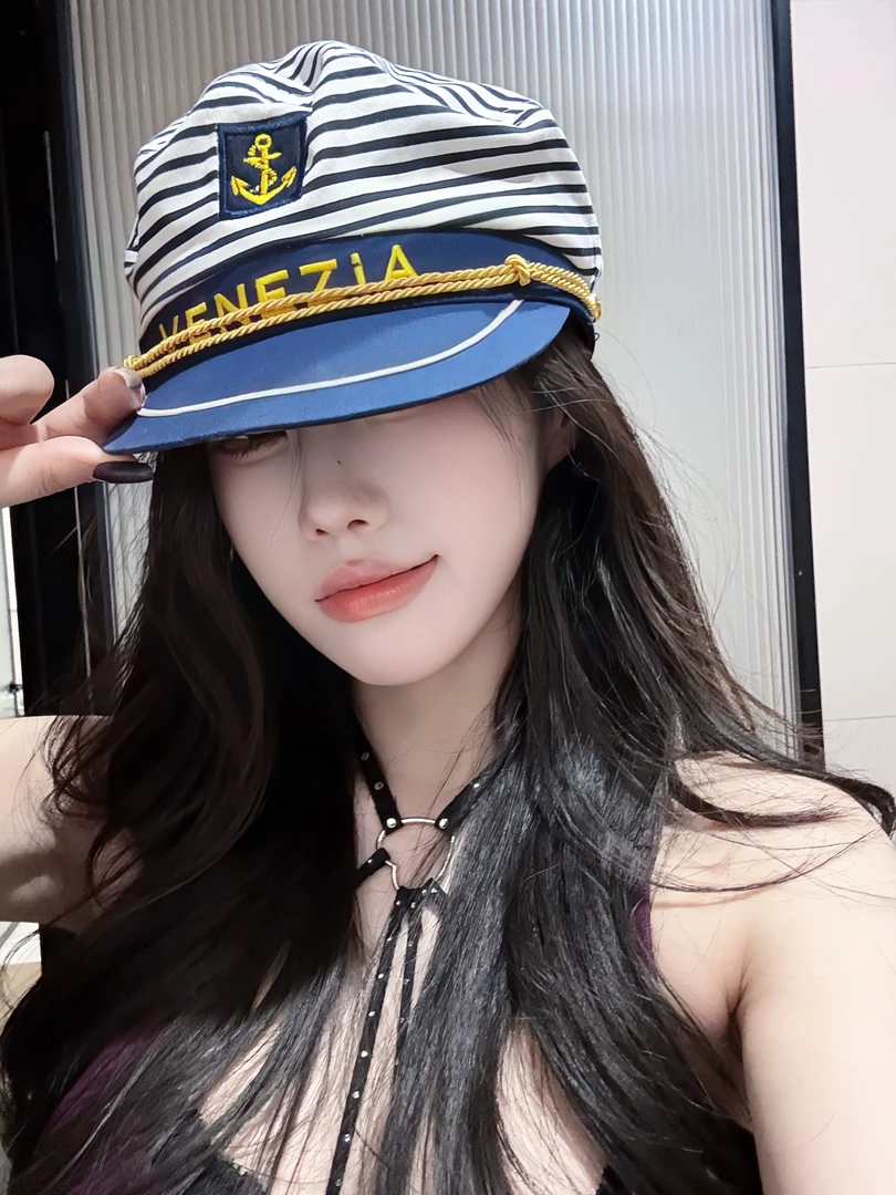 海军风八角贝雷帽女复古英伦平顶船长帽派对演出Cosplay水手帽子