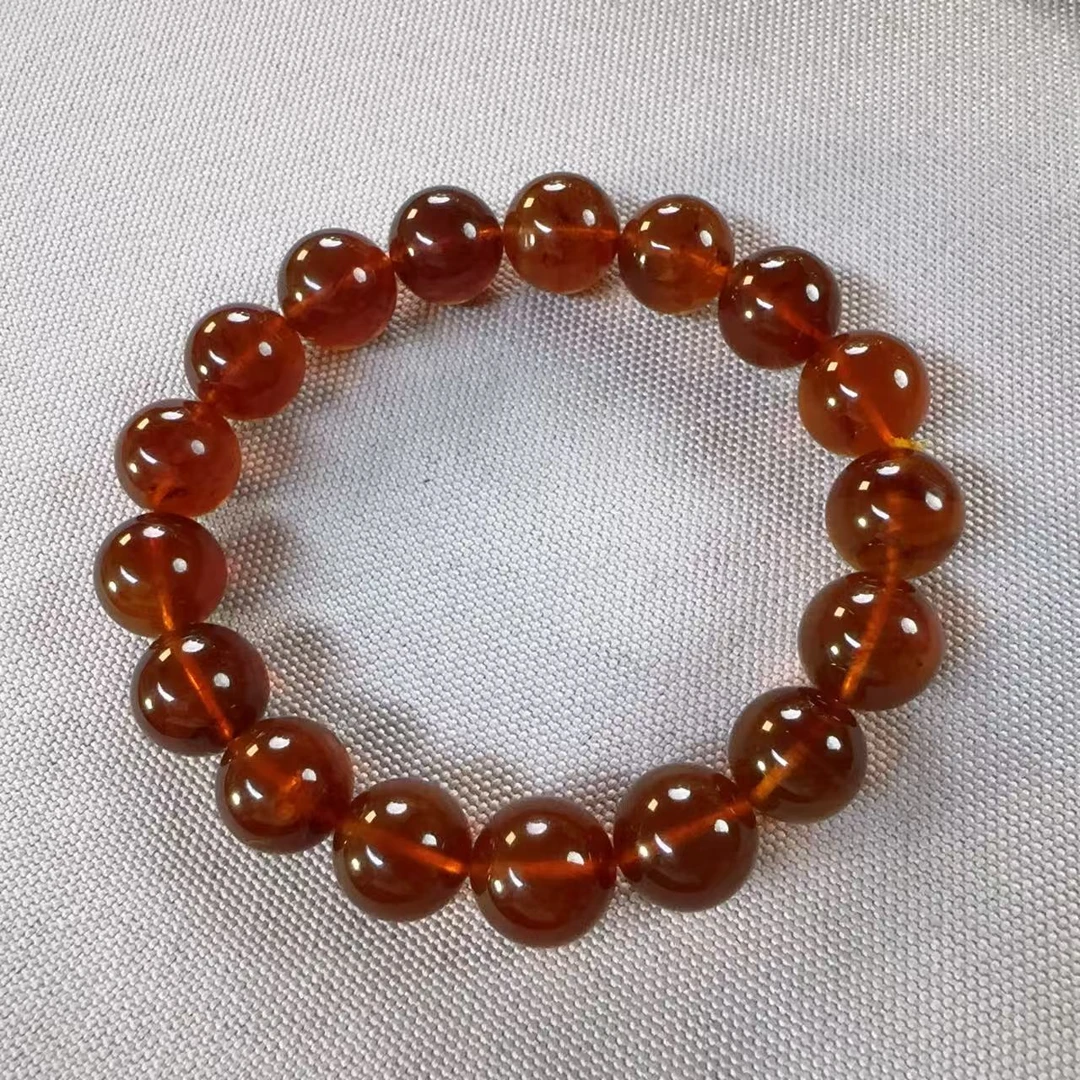天然缅甸灵草珀圆珠手串11MM+经典百搭男女通用款式（微粉)