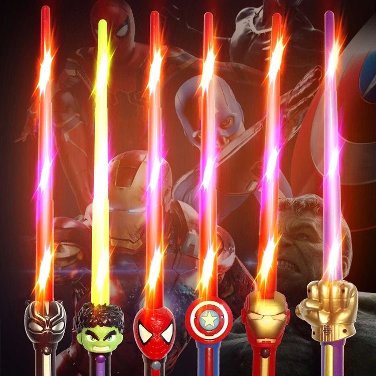 萝卜剑美国队长蜘蛛侠钢铁侠伸缩光剑男孩武器音乐复仇者联