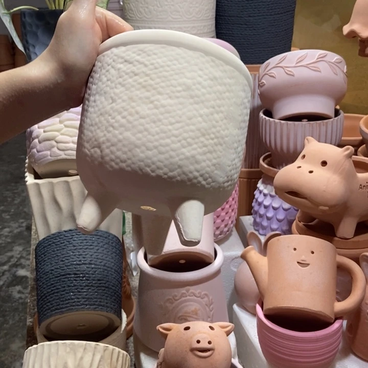 16×17三脚编织盆 粗陶1个