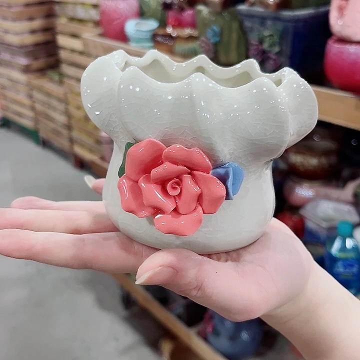 有孔.凑单10元陶瓷花盆发货！