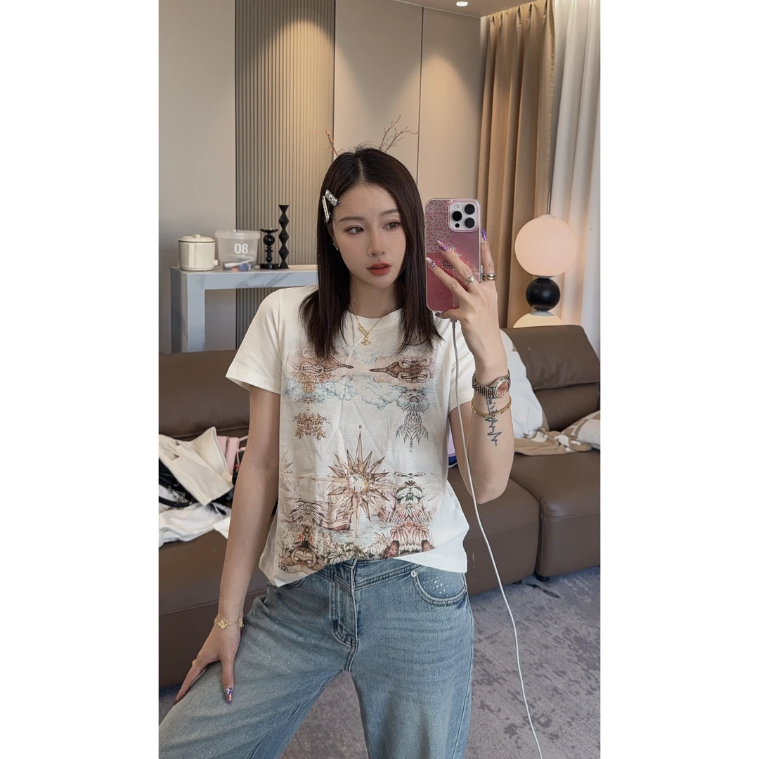 《现货》【D】夏季宽松印花圆领短袖T恤-Ani-B600