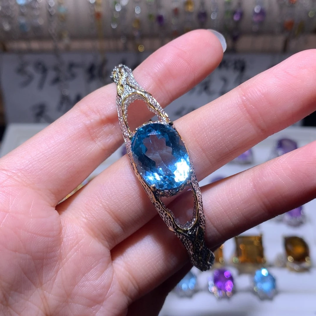 水晶戒指银S925镶嵌小****多手镯