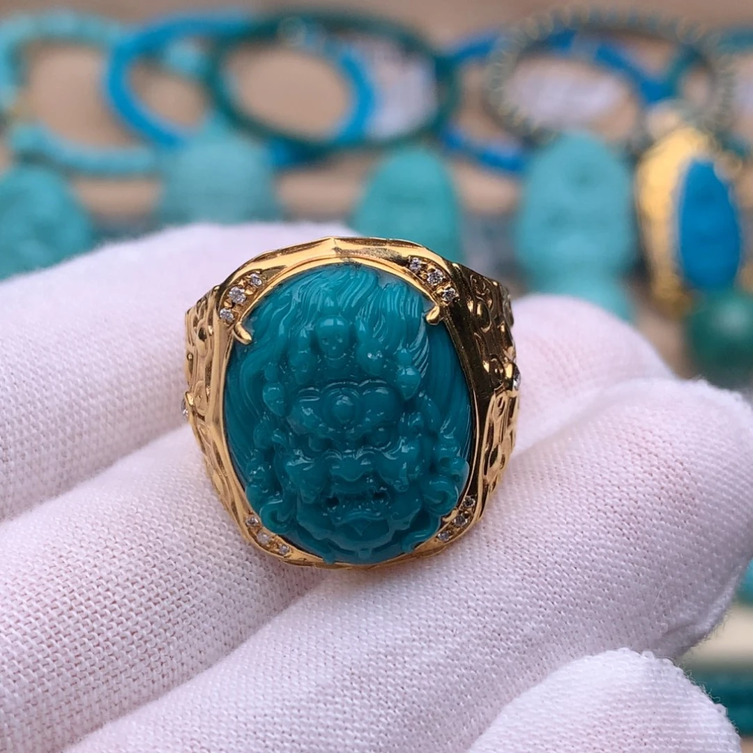 绿松石18K金镶嵌珠宝奇石