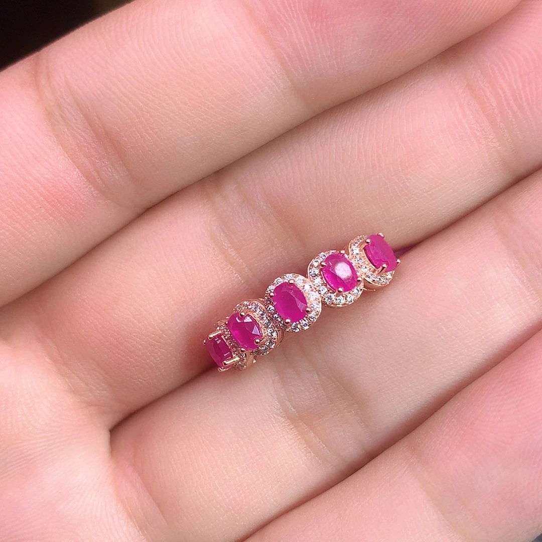 红宝石戒指银S925镶嵌