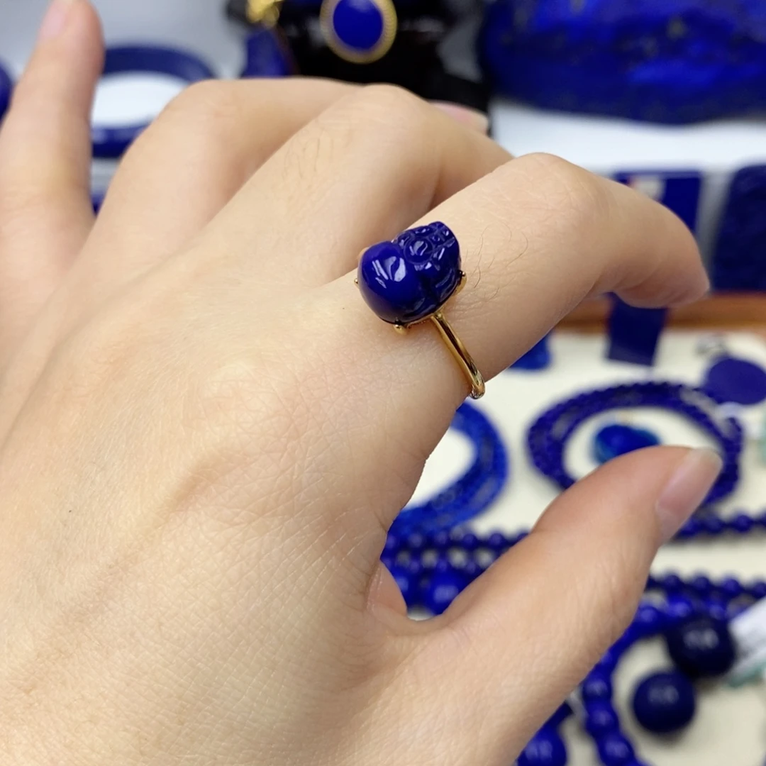 青金石戒指银S925镀金镶嵌