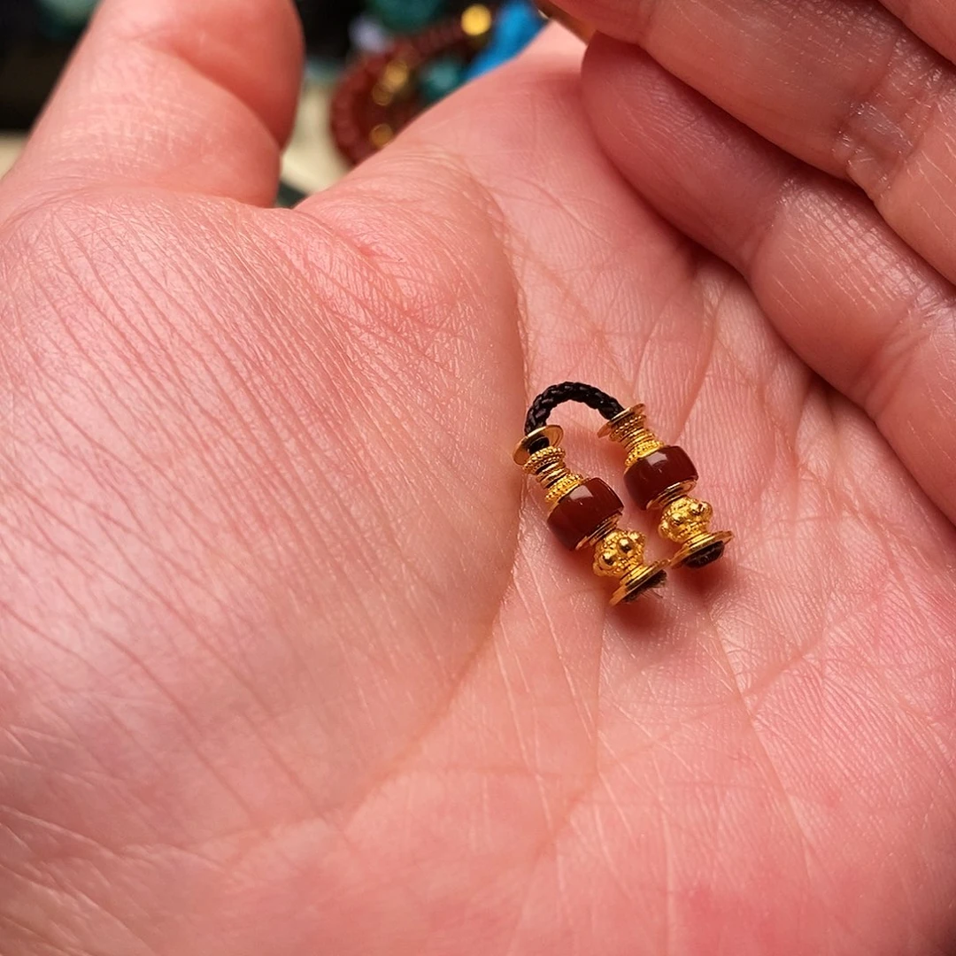 南红玛瑙配饰18K金镶嵌晓***版