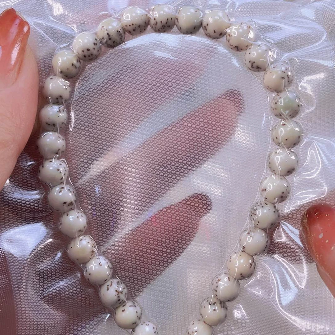 星月菩提手串骨瓷白圆珠手持7mm一物一图