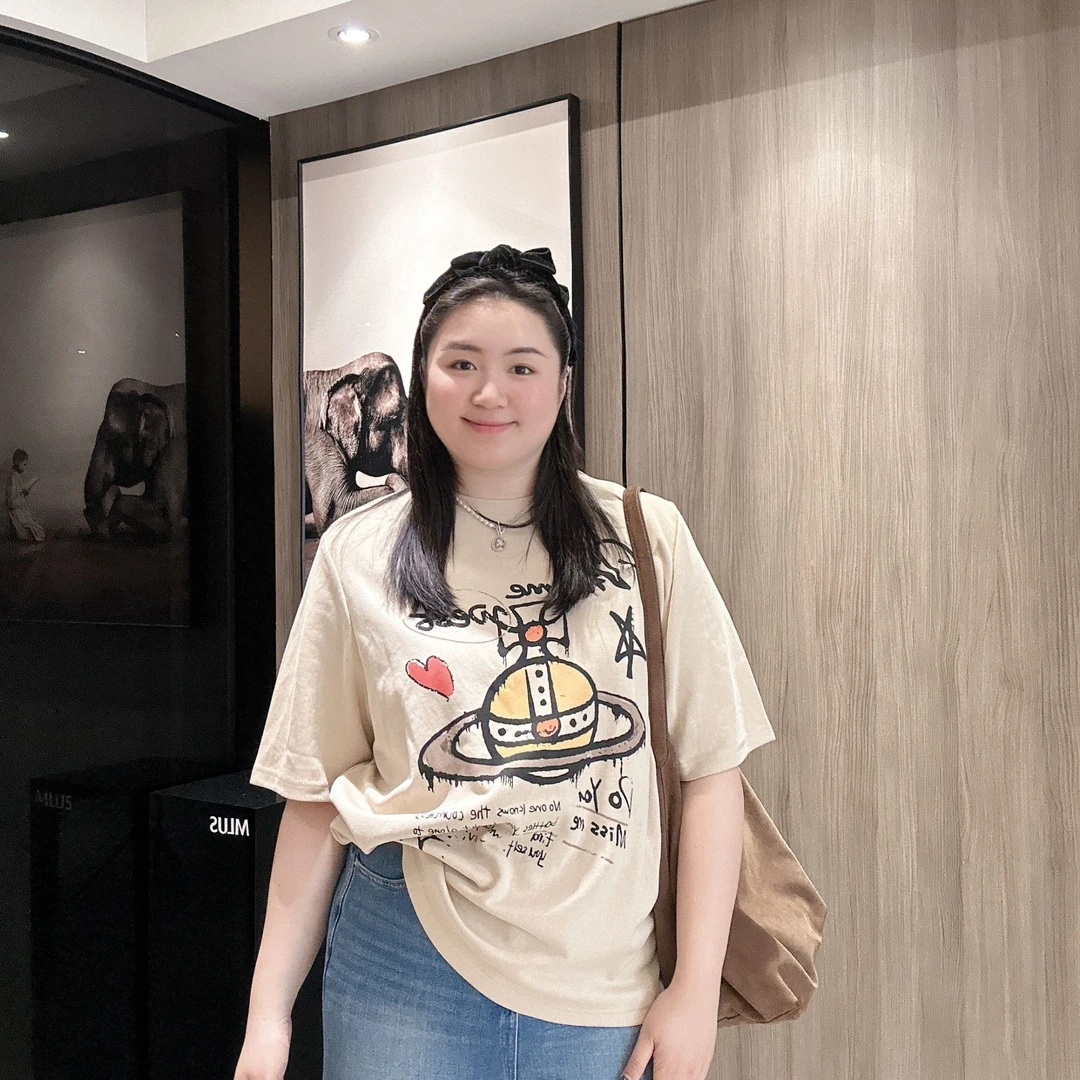 TAOJIAFAMILY【涂鸦星球】圆领重工设计感洋气休闲大码t恤KL0006