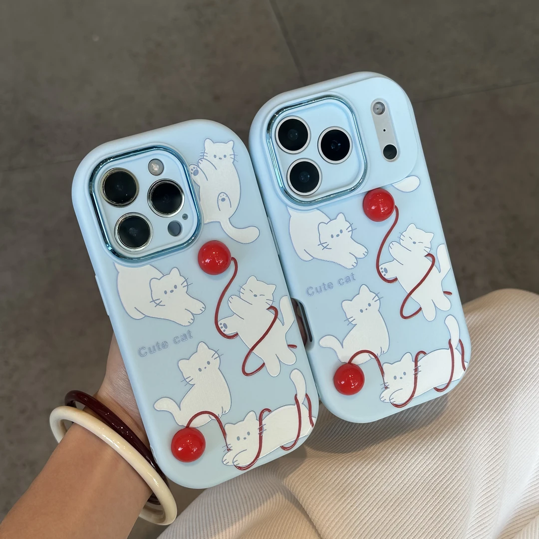 欧克里里立体红毛球猫咪适用苹果17/16手机壳华为vivo小米15oppo