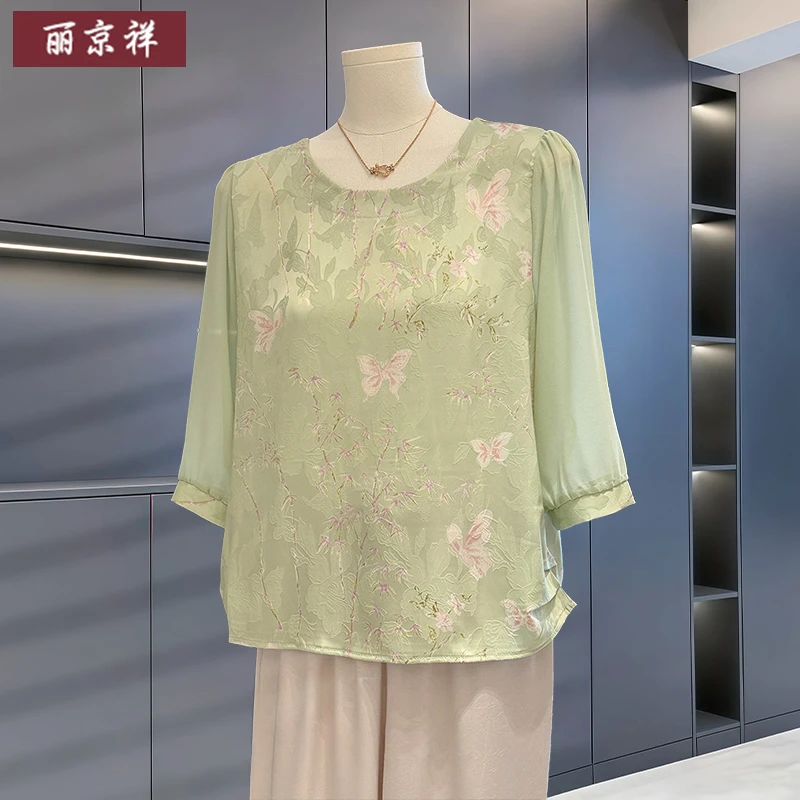 新中式妈妈装雪纺衬衫女2025夏装新款气质百搭中老年女夏季上衣服