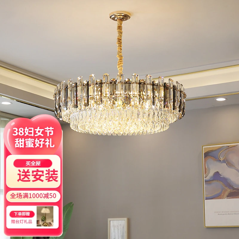 后现代轻奢水晶吊灯客厅餐厅北欧圆形2021年新款灯具别墅豪华吊灯