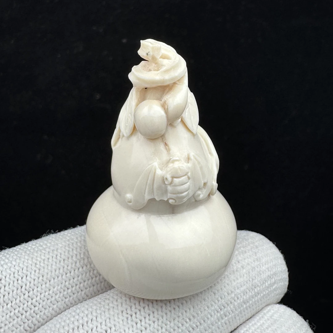W1317天然猛犸牙 雕刻葫芦27.5*45mm 支持鉴定 假一罚四