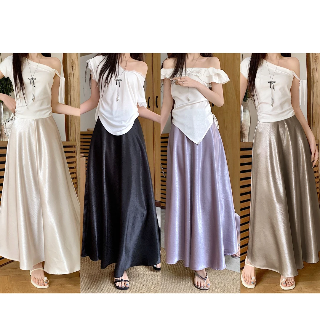 8087-【现货+运费险+松紧腰】女装夏显瘦微胖大码气质鱼尾裙半身裙