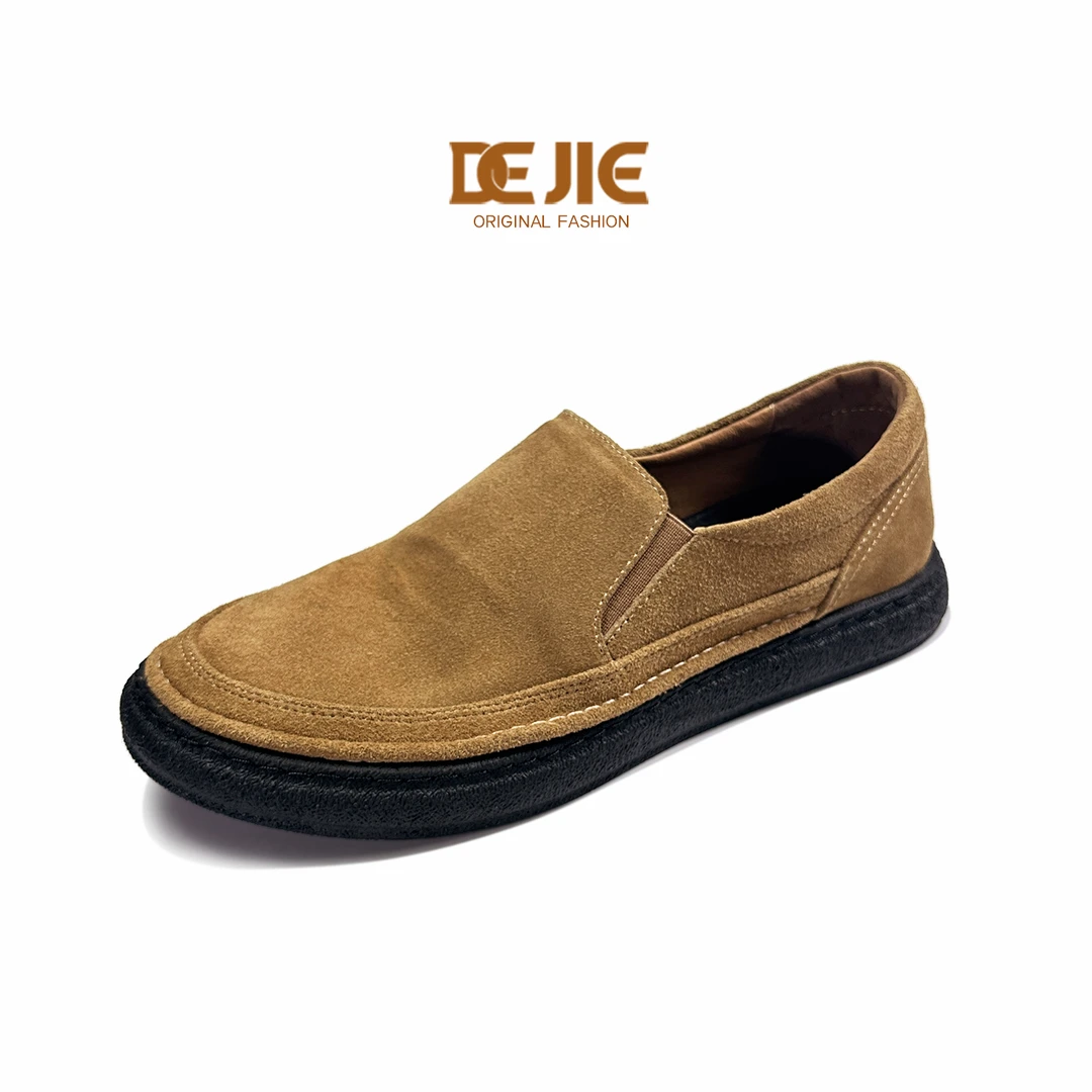 男士棕色舒适一脚蹬布鞋豆豆鞋男款上班男鞋真皮乐福鞋开车百搭潮