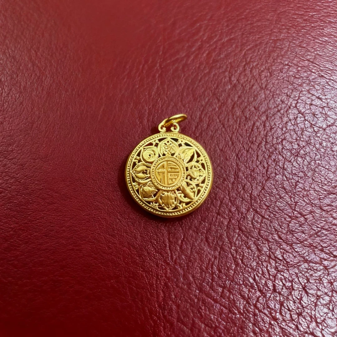 足金999双面福八宝圆盘（配件水贝）-CWL1027