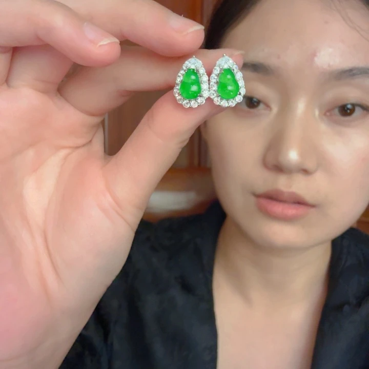 翡翠银S925镶嵌颈饰耳饰