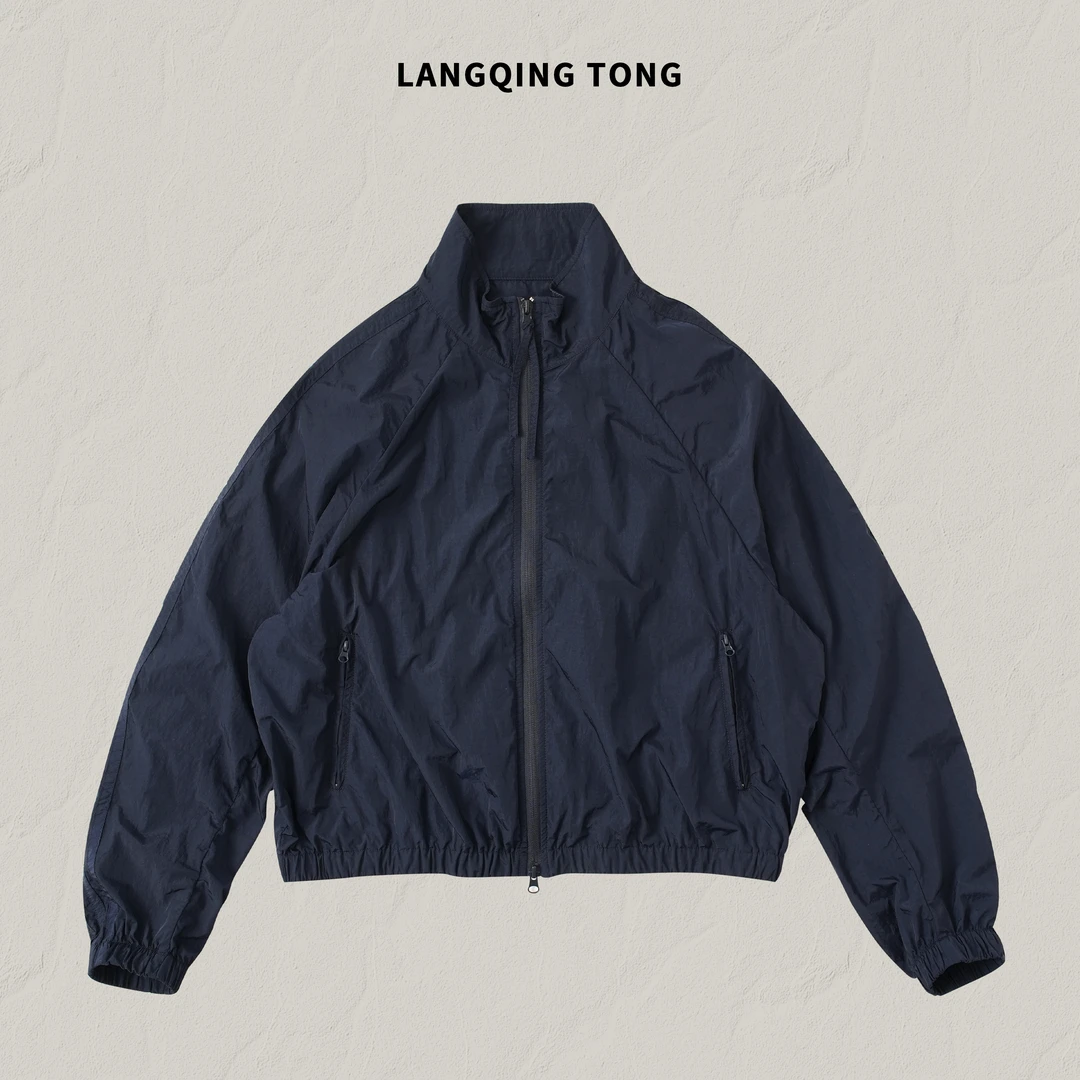 LANGQING 藏青色立领宽松百搭时尚休闲外套160150#