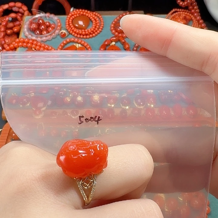 南红玛瑙银S925镶嵌戒指