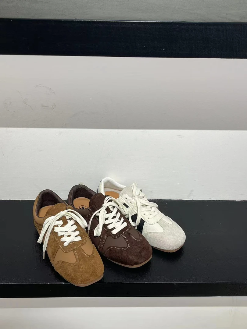 十三行上新#时尚复古做旧拼色系带鞋子#809