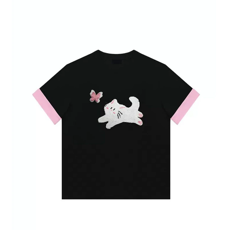 9106美式卡通短袖T恤女新款潮牌设计感小众上衣