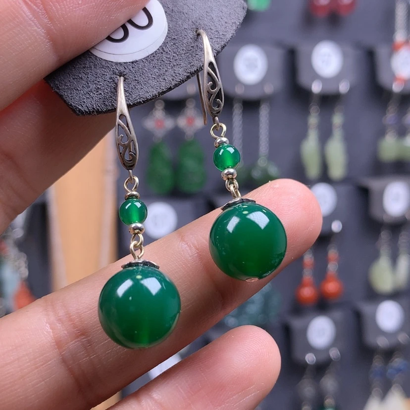 【闪购商品】玛瑙/玉髓耳钉银S925镶嵌秋**月