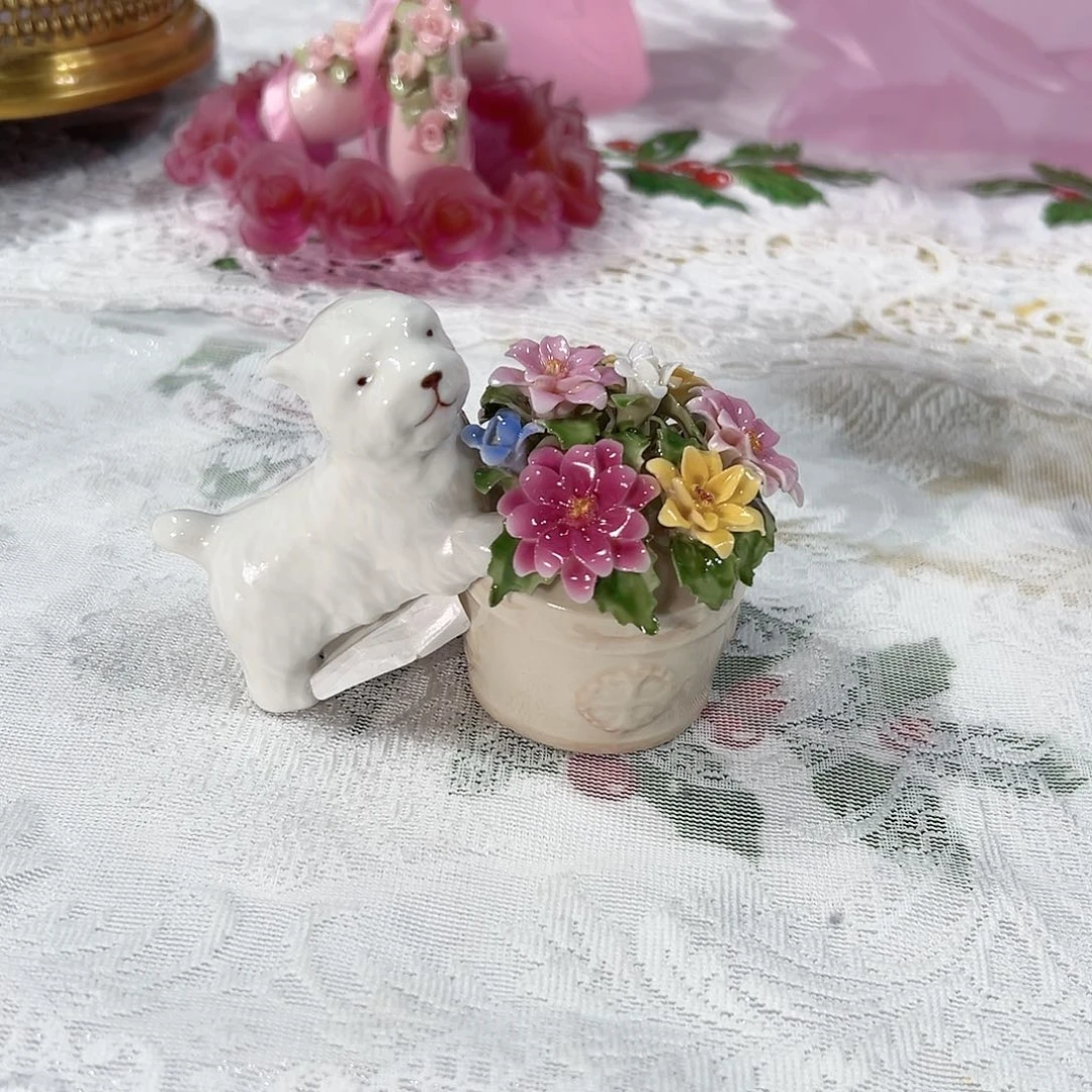 陶瓷0199骨瓷西高地小狗花坛