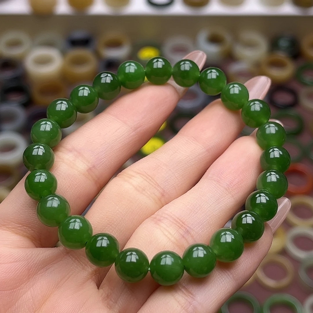 和田玉未镶嵌戒指卡8辣阳绿