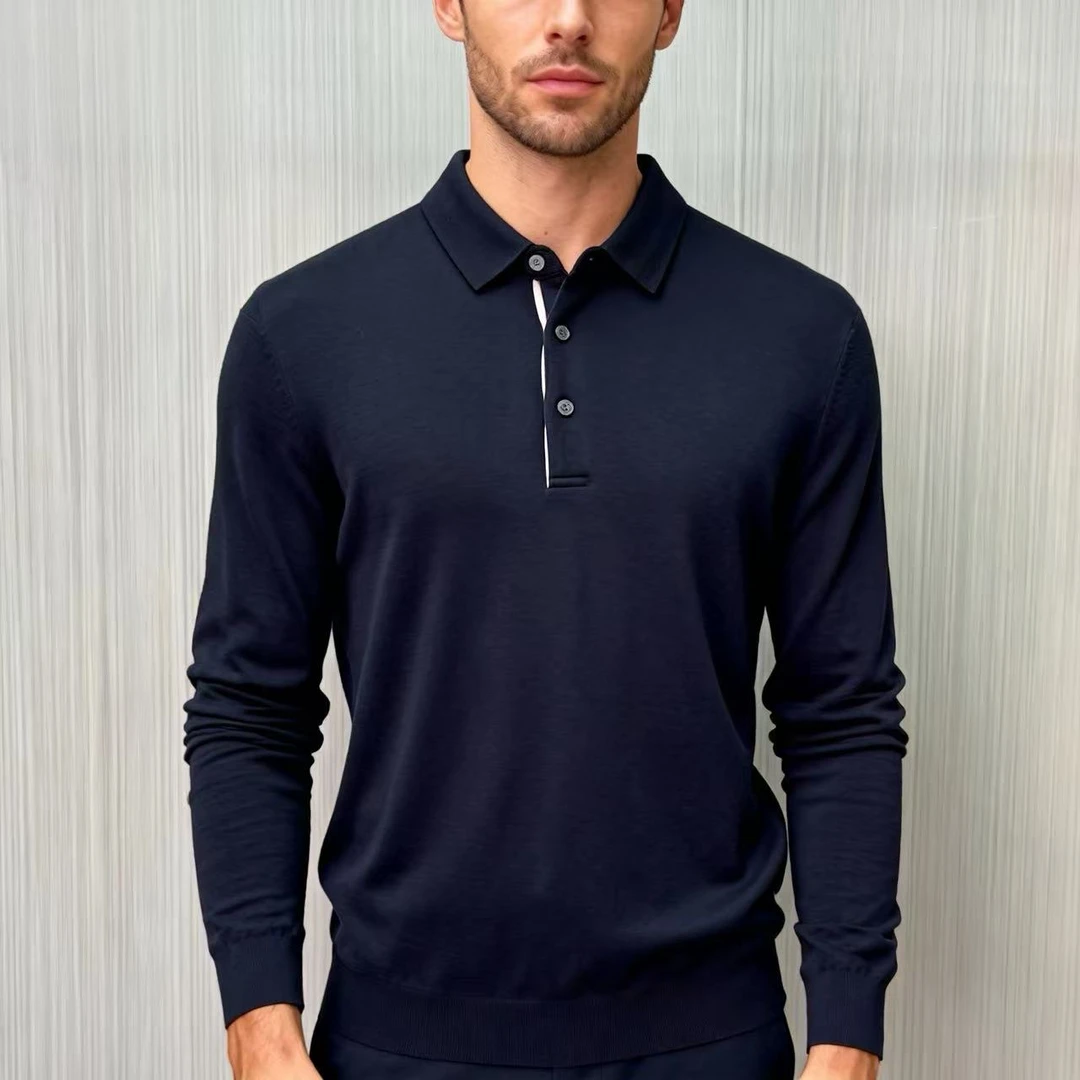 【6019】秋冬新款 纯羊毛衫 保暖百搭简约时尚 长袖纯色翻领男士