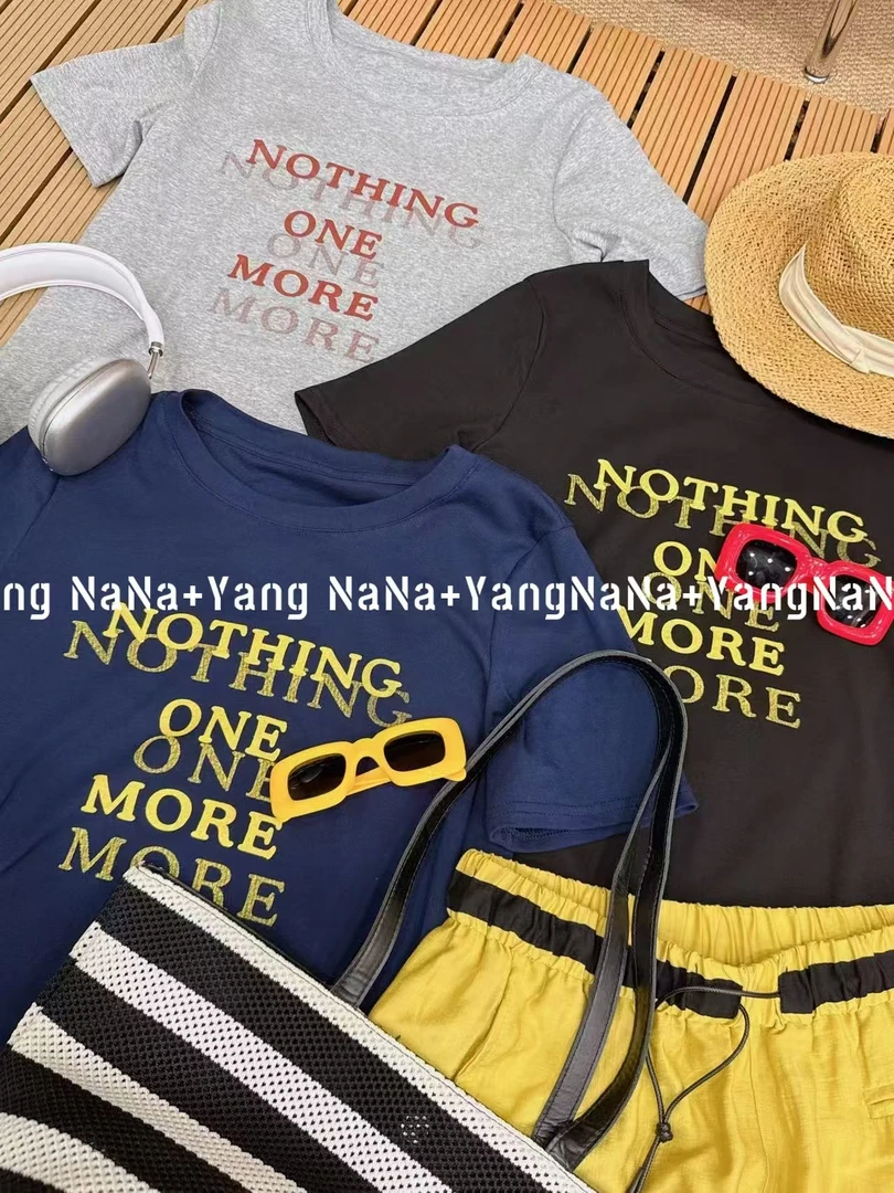 【秀出夏季我的穿搭】百搭半袖时尚潮流重叠复古休闲字母显瘦T恤