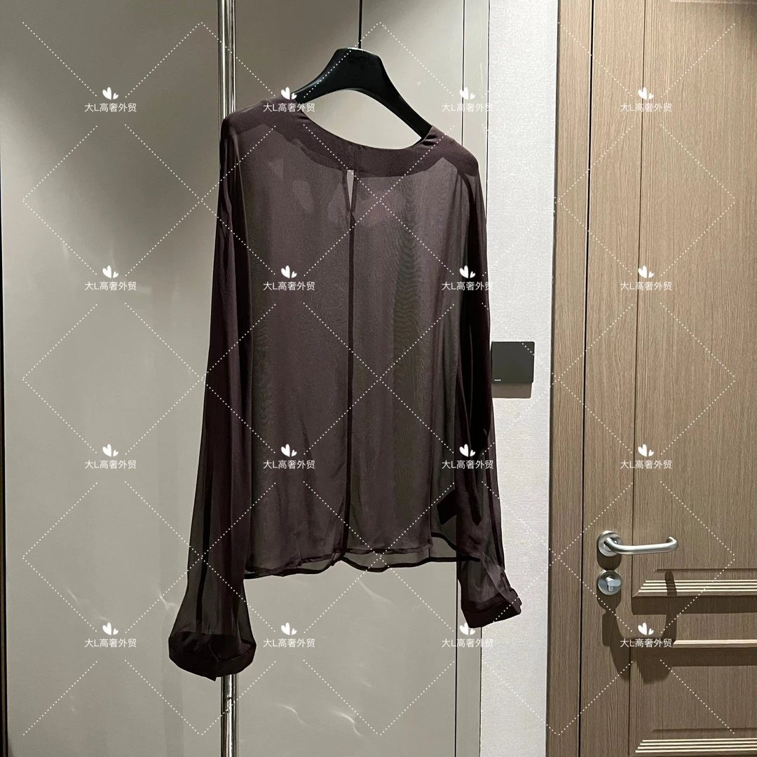 【大L】重磅外贸进口高奢重工设计师风百搭透视桑蚕丝衬衫25414