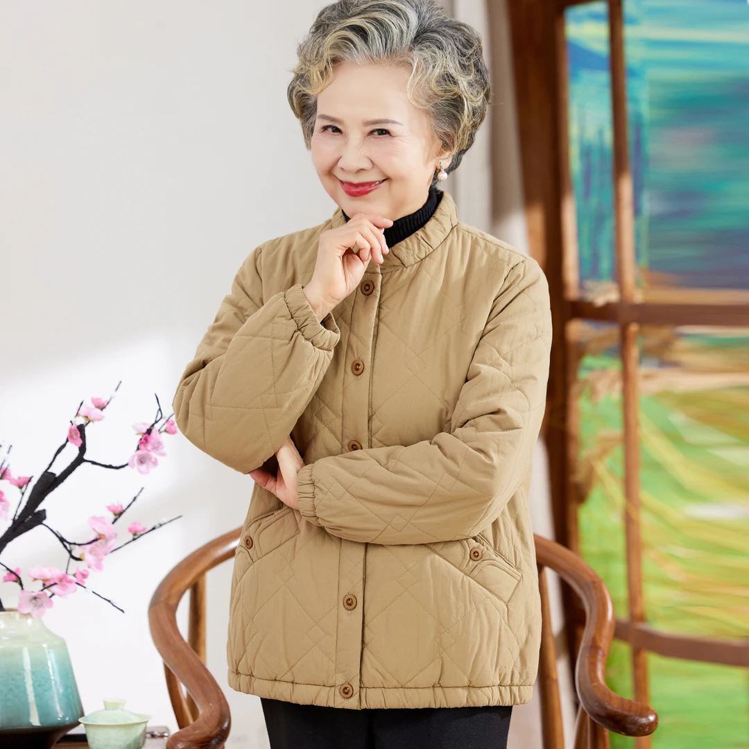 老年人秋装女纯棉外套奶奶秋冬薄款全棉棉衣开衫老太太妈妈装衣服