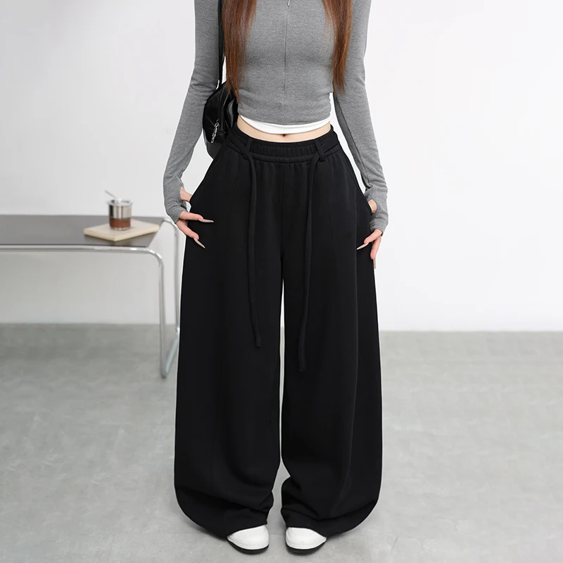 阔腿裤女2025早秋上新慵懒风南瓜休闲裤遮肉显瘦抽绳阔腿裤