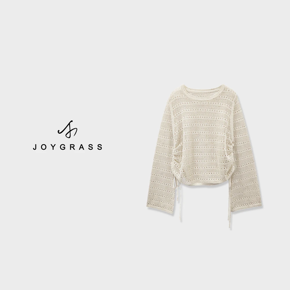 AJOYGRASS(乔伊)短款长袖慵懒宽松镂空针织衫休闲Z-05257