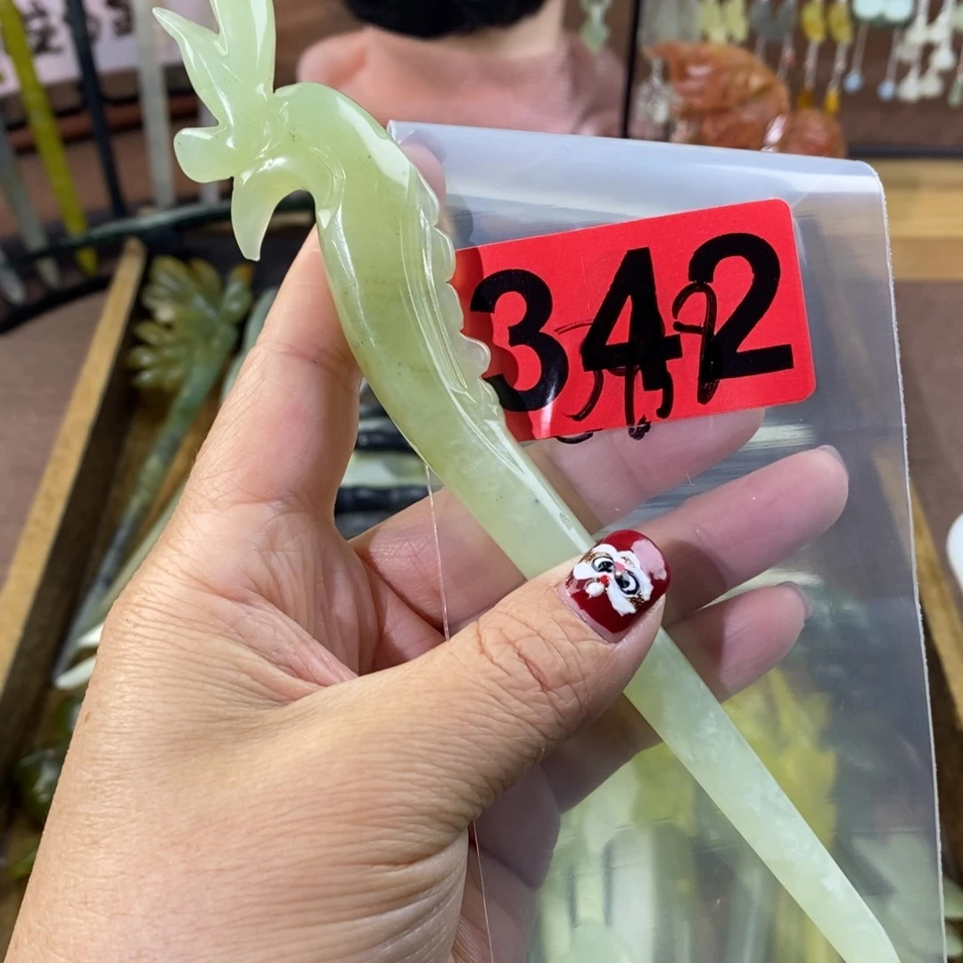 蛇纹石玉玉簪合金莜*