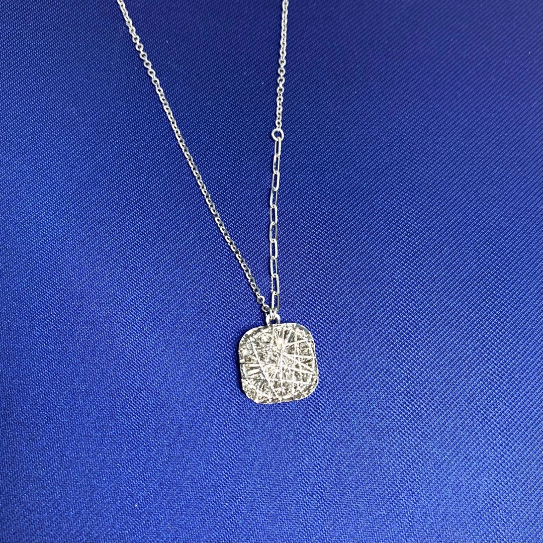 铂金950小方糖吊坠项链气质轻奢百搭时尚方块精致