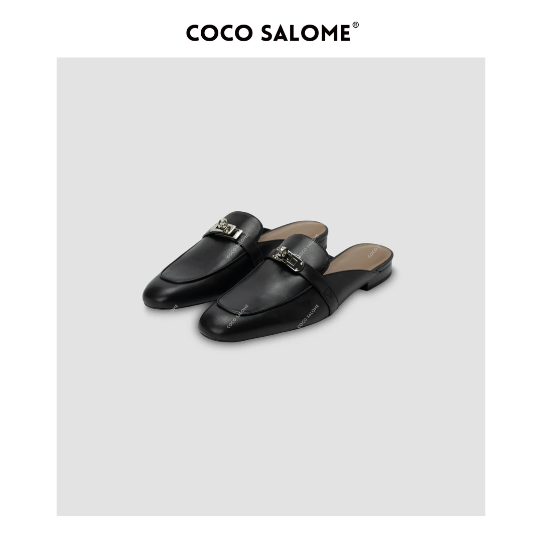 COCOSALOME 春夏时尚真皮平底穆勒鞋一脚蹬懒人鞋 跟高2cm