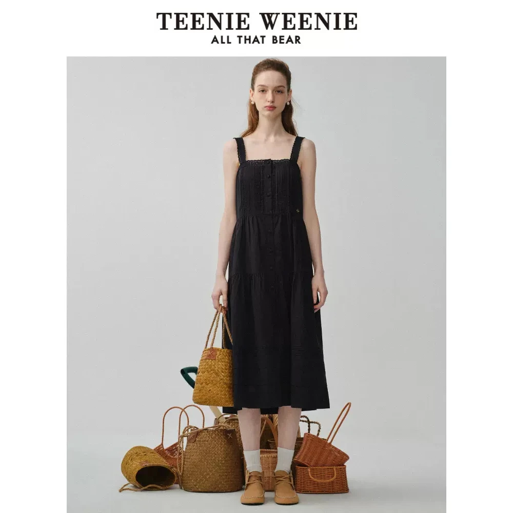 TeenieWeenie小熊女装2024春夏新款法式蕾丝花公主裙TTOW246414N