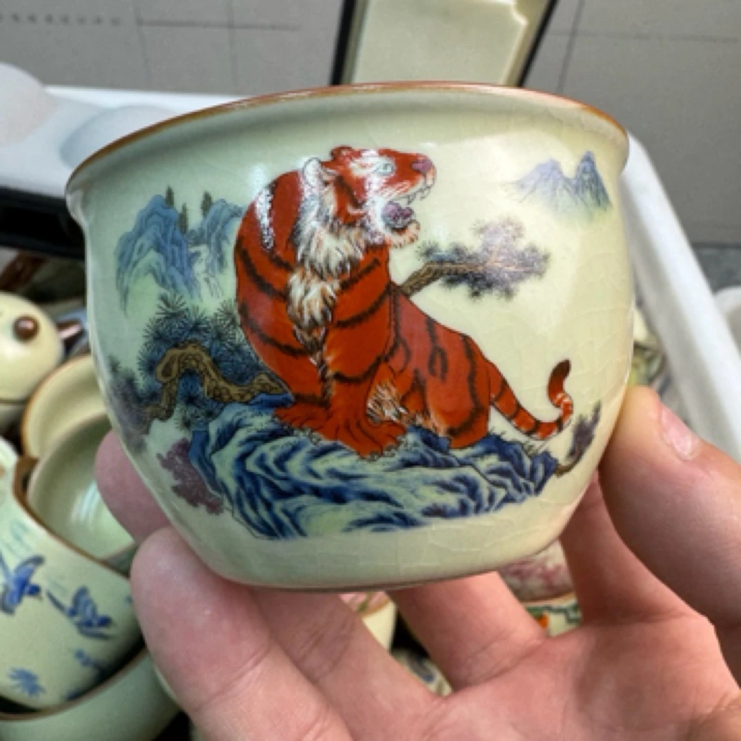 岑汝老虎缸杯开片主人杯130毫升