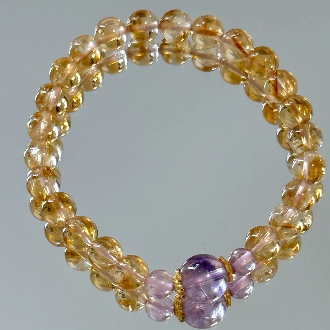 【腰缠万贯】10mm紫晶+黄塔晶天然水晶设计款多样性发货