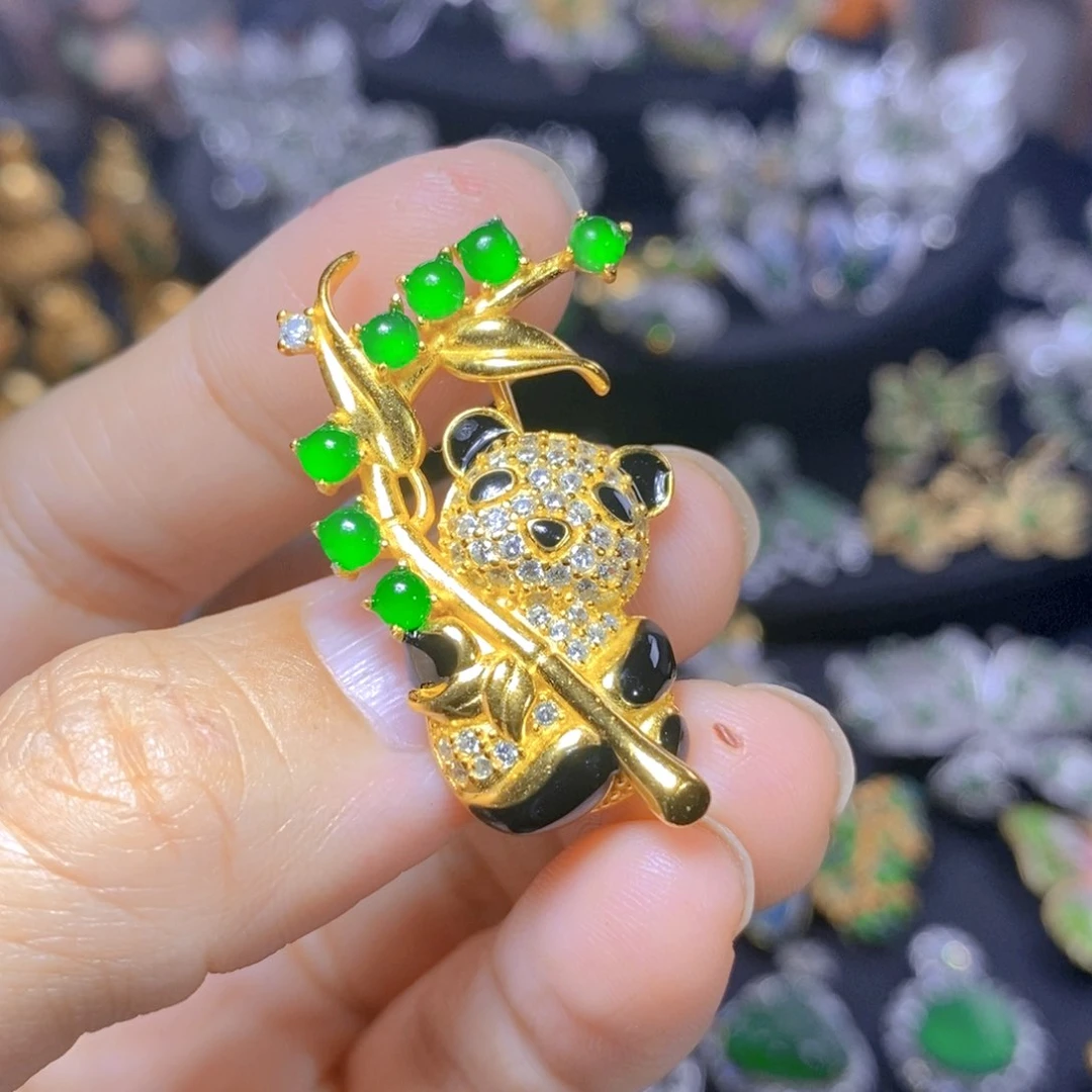 翡翠银S925镶嵌吊坠(不含链)天然资源