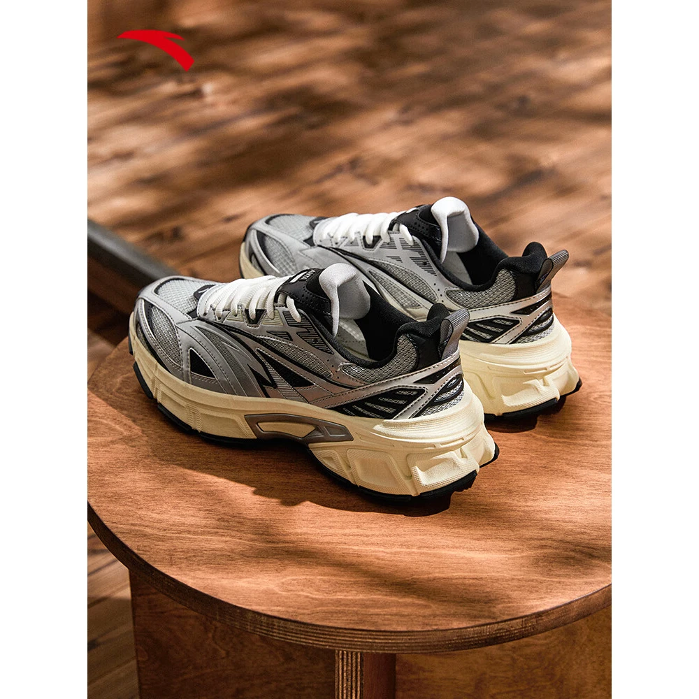 安踏苍鹭丨复古银色休闲鞋男款2025春季新款厚底老爹鞋112518895