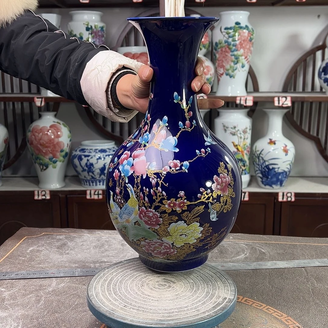 摆件陶景德镇陶瓷赏景泰蓝