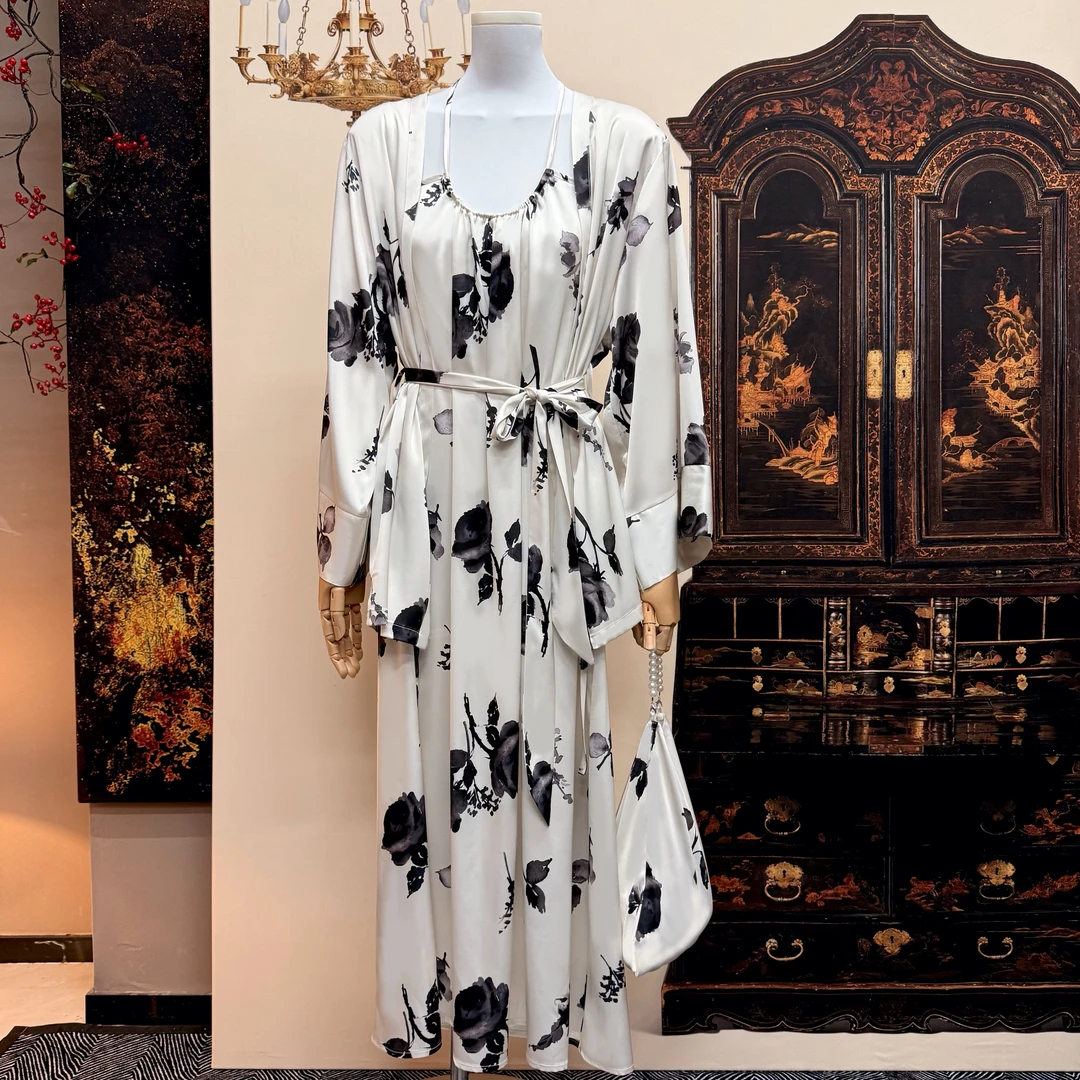 【墨玉轻霜】新中式国风外袍连衣裙春夏季宽松显瘦复古连衣裙