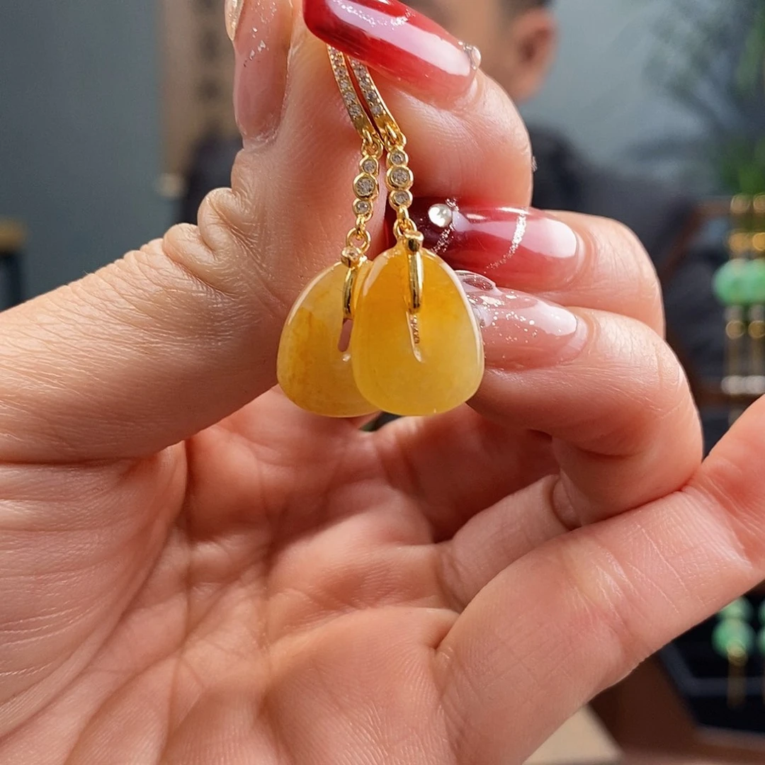 翡翠耳饰银S925镶嵌翡翠