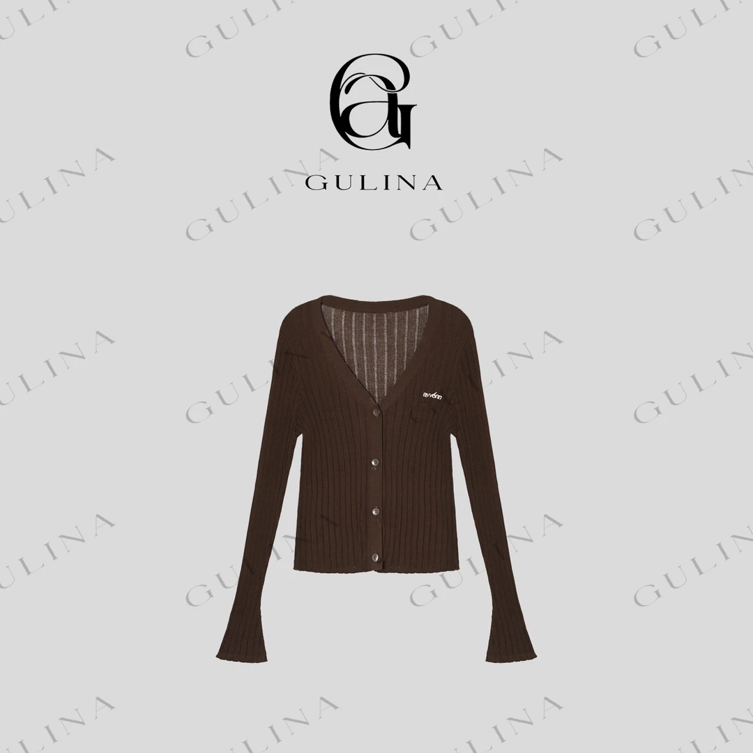 GULINA/娜姐 欧洲站新款阔肩短款设计师款针织衫NA25082701