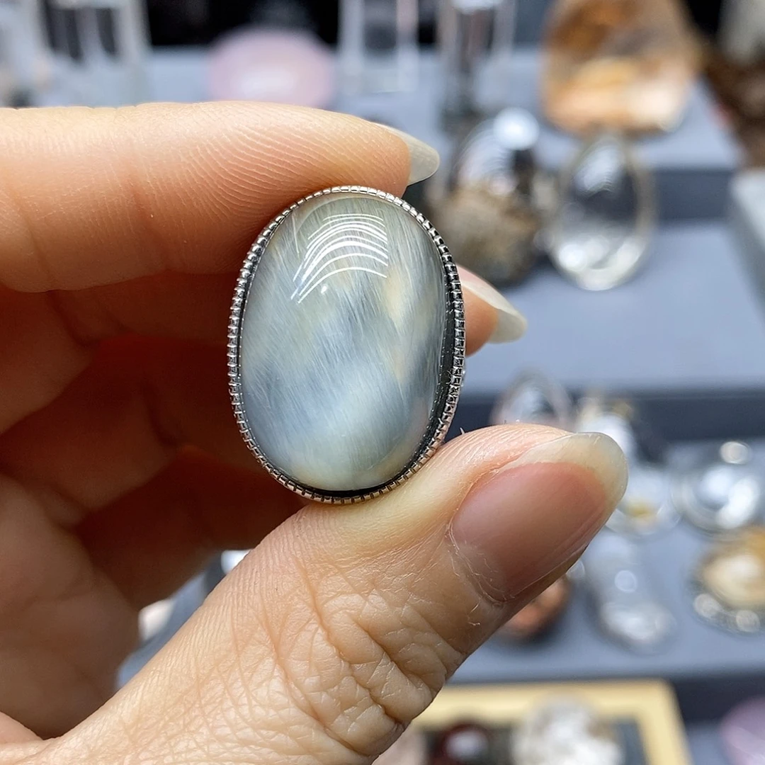 水晶戒指银S925镶嵌星***界水晶
