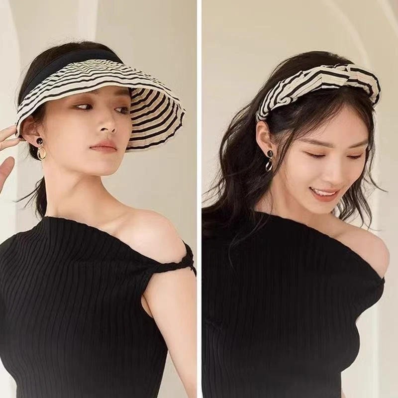 帽子夏季防晒帽网红运动空顶帽太阳帽女日系防晒草编帽空顶无顶