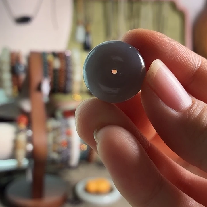 和田玉（青玉）未镶嵌手链葡萄紫平安扣 孤品福利 无鉴赏